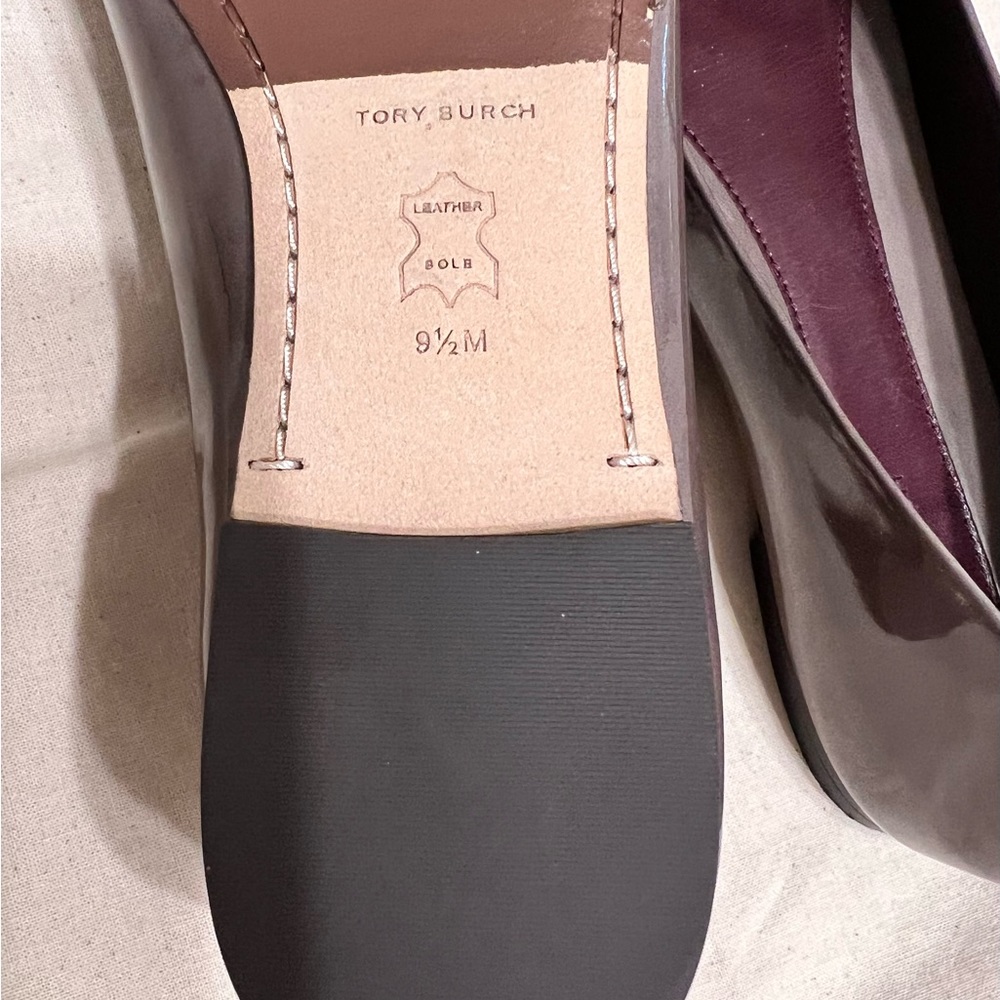 Tory Burch Georgia Square Toe Leather Ballet Flats Smoke Gray Size 9.5 NWT!! - Picture 8 of 9